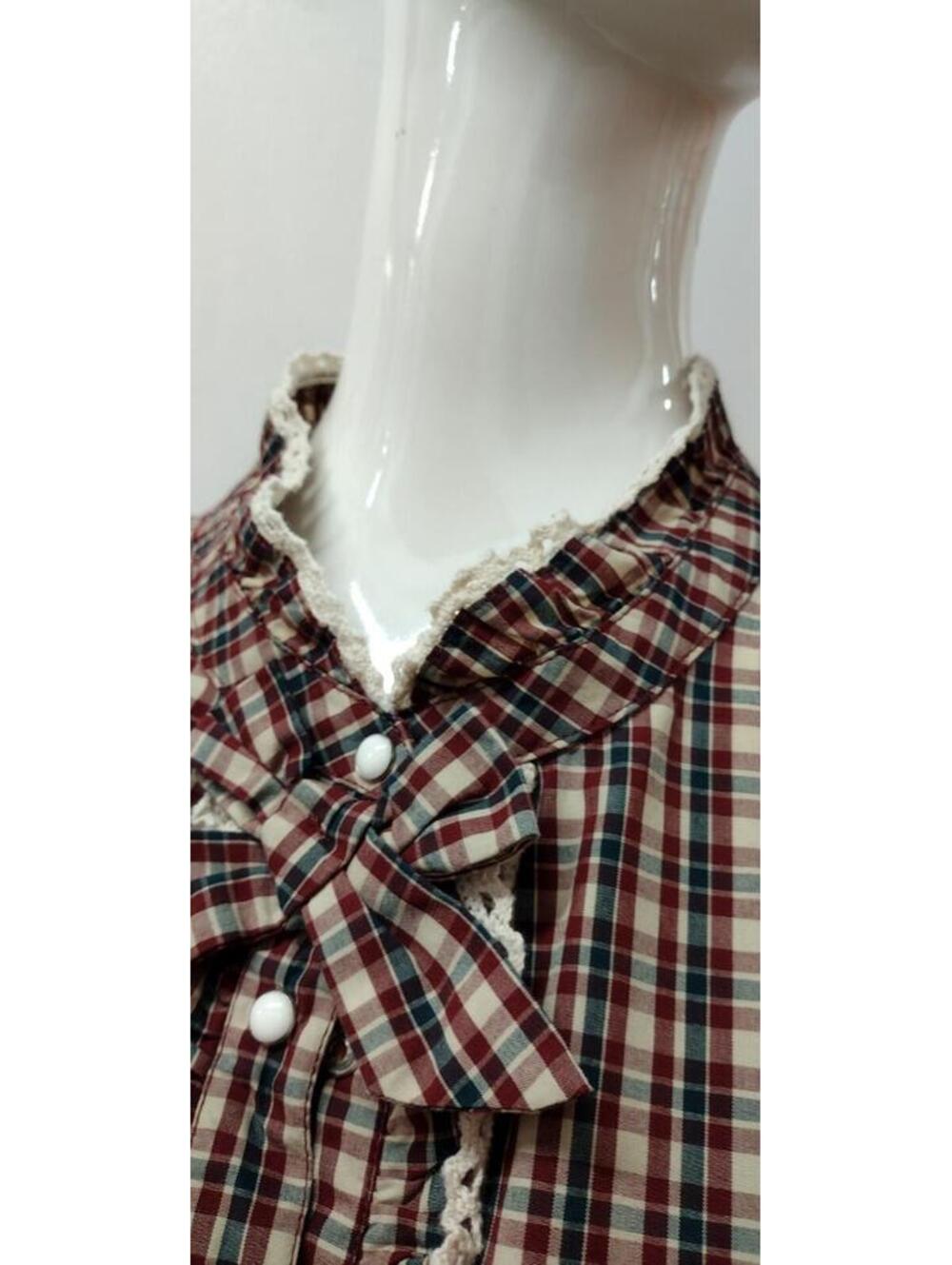 Stranger Things Plaid Long Sleeve Western Ruffed Crochet Historical Costume M/L - Picture 14 of 16